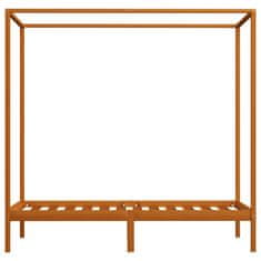 Vidaxl Posteljni okvir z baldahinom medeno rjav iz borovine 100x200 cm
