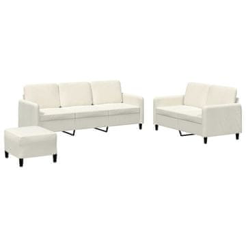 Vidaxl Sedežna garnitura 3-delna krem žamet