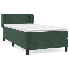 Vidaxl Box spring postelja z vzmetnico temno zelena 90x200 cm žamet