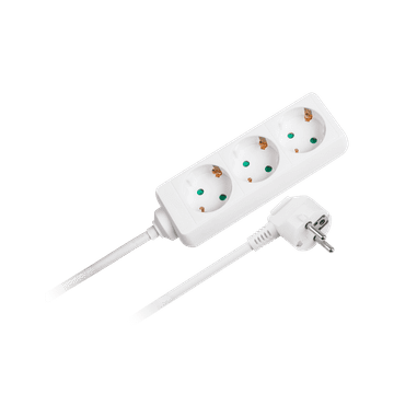 shumee Rebel beli podaljšek, 3 vtičnice, nemški tip, dolžina 1,5 m (3x1,0) brez stikala