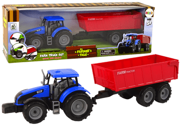 slomart LEAN TOYS Traktor s prikolico - modri