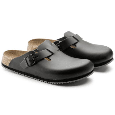 Birkenstock Natikači Boston Super Grip Natural Leather, črni