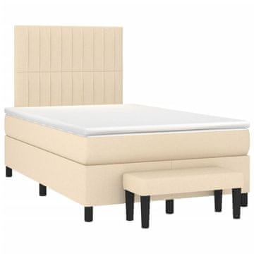 Vidaxl Box spring postelja z vzmetnico krem 120x190 cm blago