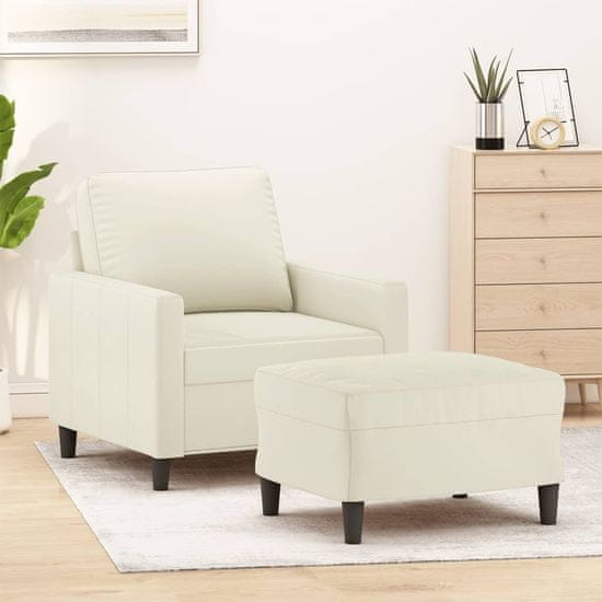 shumee Fotelj s stolčkom za noge krem 60 cm žamet