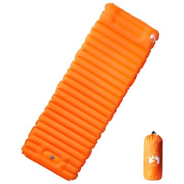 Vidaxl Samonapihljivo ležišče za kampiranje z blazino 1 osebo oranžno