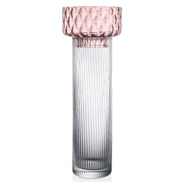 IVV Vaza XYZ h43,5cm / roza, prozorna / steklo