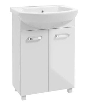 shumee Kopalniška omarica z umivalnikom 85x60cm bela stoječa na nogah Mila