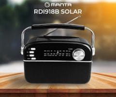 Manta RDI918B SOLAR radijski sprejemnik, FM/AW/SW, Bluetooth, USB/AUX-in/microSD