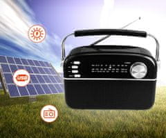 Manta RDI918B SOLAR radijski sprejemnik, FM/AW/SW, Bluetooth, USB/AUX-in/microSD