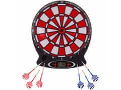Elektronska tarča za pikado ENERO 43CM + 6 puščic, rdeče-bela D-401 