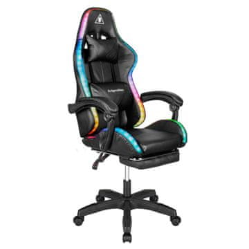 Krüger&Matz Nastavljiv oblazinjen LED RGB igralni računalniški stol z oporo za noge + daljinec