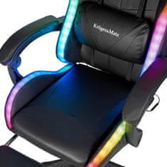 Krüger&Matz Nastavljiv oblazinjen LED RGB igralni računalniški stol z oporo za noge + daljinec