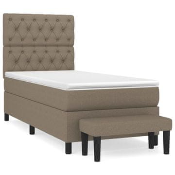 Vidaxl Box spring postelja z vzmetnico taupe 80x200 cm blago
