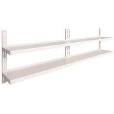 Vidaxl 2-nadstropna stenska polica 2 kosa nerjaveče jeklo 300x30 cm