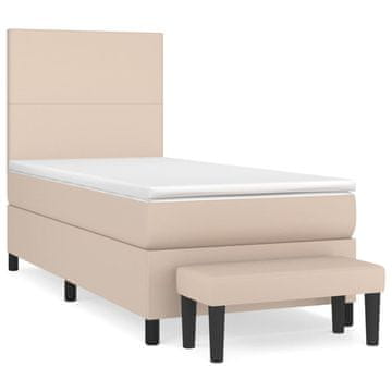 Vidaxl Box spring postelja z vzmetnico kapučino 90x190 cm umetno usnje