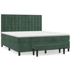 Vidaxl Box spring postelja z vzmetnico temno zelena 160x200 cm žamet