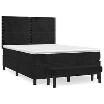 Vidaxl Box spring posteljni z vzmetnico črn 140x190 cm žamet