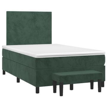 Vidaxl Box spring postelja z vzmetnico temno zelen 120x190 cm žamet