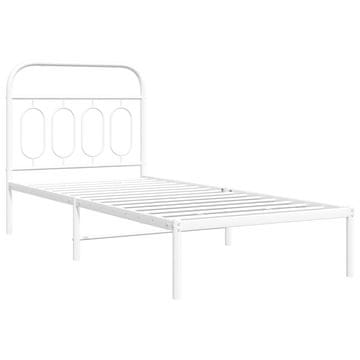 Vidaxl Kovinski posteljni okvir z vzglavjem bel 90x200 cm