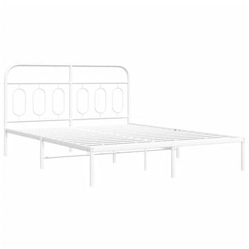 Vidaxl Kovinski posteljni okvir z vzglavjem bel 135x190 cm