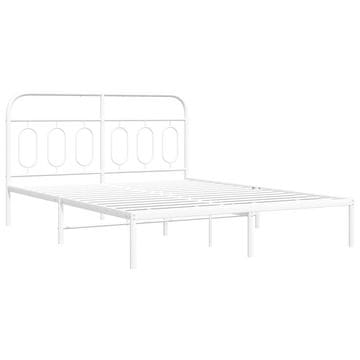 Vidaxl Kovinski posteljni okvir z vzglavjem bel 140x190 cm