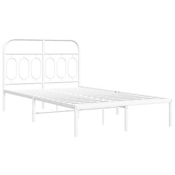 Vidaxl Kovinski posteljni okvir z vzglavjem bel 120x190 cm