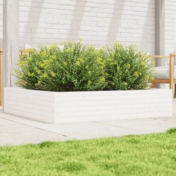 Vidaxl vidaXL Vrtno korito za sajenje bela 110x110x23 cm masivni borov les