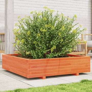 Vidaxl vidaXL Vrtni sadilnik, voščeno rjav, 100x100x26,5 cm, borov les