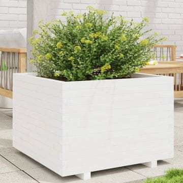 Vidaxl vidaXL Vrtno korito za sajenje bela 70x70x49,5 cm masivni borov les
