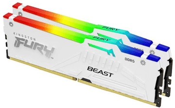 Kingston 6000 FURY Beast RAM pomnilnik, RGB XMP, DDR5, 2x32GB, CL30, XMP, DIMM, bel (KF560C30BWAK2-64)