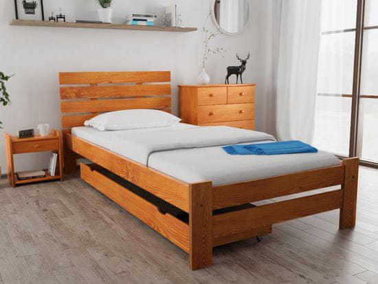 Ljubki dom Postelja PARIS povišana 90 x 200 cm jelša Posteljno dno: Brez posteljnega dna, Vzmetnica: Vzmetnica Coco Maxi 19 cm