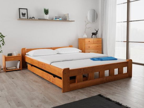 Ljubki dom Postelja Naomi povišana 140 x 200 cm jelša Posteljno dno: Letveno posteljno dno, Vzmetnica: Vzmetnica Deluxe 10 cm