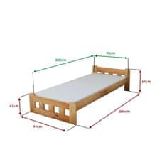 Ljubki dom Postelja Naomi povišana 90 x 200 cm jelša Posteljno dno: Lamelno posteljno dno, Vzmetnica: Vzmetnica Somnia 17 cm