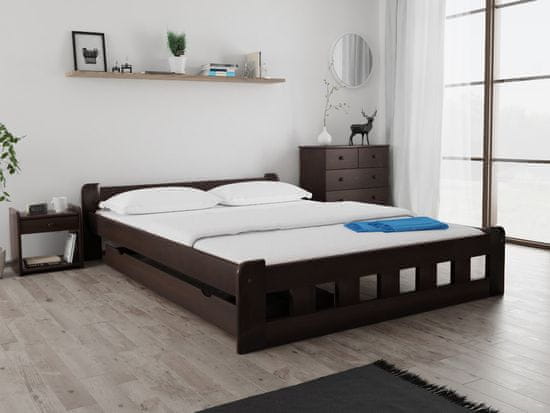 Ljubki dom Postelja Naomi povišana 140 x 200 cm oreh Posteljno dno: Lamelno posteljno dno, Vzmetnica: Vzmetnica Coco Maxi 19 cm