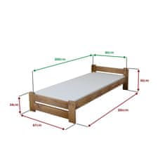 Ljubki dom Postelja Emily 80 x 200 cm hrast Posteljno dno: Lamelno posteljno dno, Vzmetnica: Vzmetnica Coco Maxi 19 cm