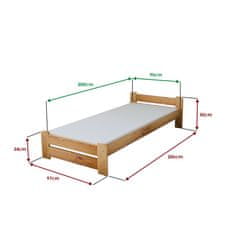 Ljubki dom Postelja Emily 90 x 200 cm jelša Posteljno dno: Letveno posteljno dno, Vzmetnica: Vzmetnica Coco Maxi 19 cm