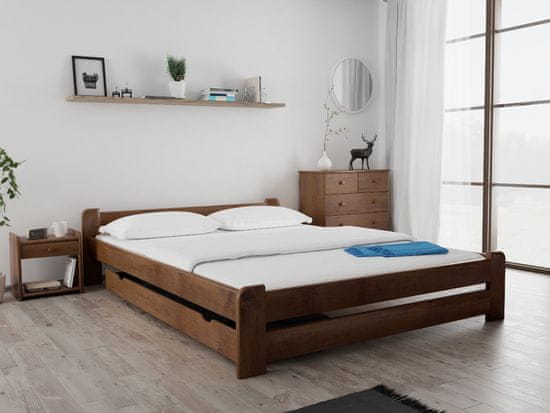 Ljubki dom Postelja Emily 140 x 200 cm hrast Posteljno dno: Lamelno posteljno dno, Vzmetnica: Vzmetnica Deluxe 10 cm