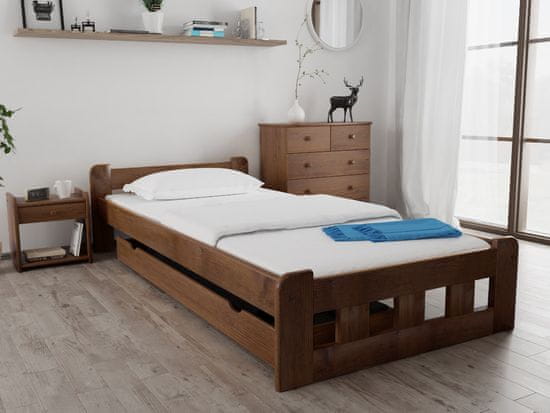 Ljubki dom Postelja Naomi povišana 90 x 200 cm hrast Posteljno dno: Letveno posteljno dno, Vzmetnica: Vzmetnica Somnia 17 cm