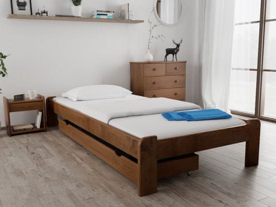 Ljubki dom Postelja ADA 80 x 200 cm hrast Posteljno dno: Lamelno posteljno dno, Vzmetnica: Vzmetnica Deluxe 10 cm