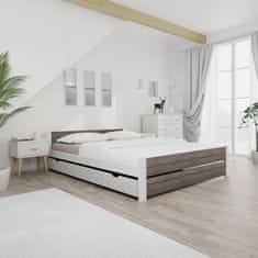 Ljubki dom Postelja IKAROS DOUBLE 140 x 200 cm, bela/hrast tartuf Posteljno dno: Letveno posteljno dno, Vzmetnica: Vzmetnica Deluxe 10 cm