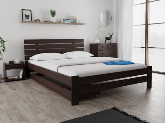 Ljubki dom Postelja PARIS povišana 160 x 200 cm oreh Posteljno dno: Letveno posteljno dno, Vzmetnica: Vzmetnica Coco Maxi 19 cm