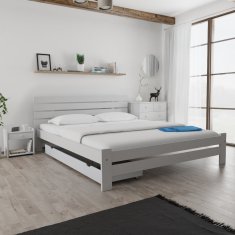 Ljubki dom Postelja PARIS povišana 180 x 200 cm bela Posteljno dno: Brez posteljnega dna, Vzmetnica: Vzmetnica Deluxe 10 cm
