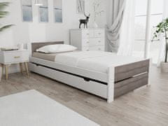 Ljubki dom Postelja IKAROS DOUBLE 90 x 200 cm, bela/hrast tartuf Posteljno dno: Letveno posteljno dno, Vzmetnica: Vzmetnica Somnia 17 cm