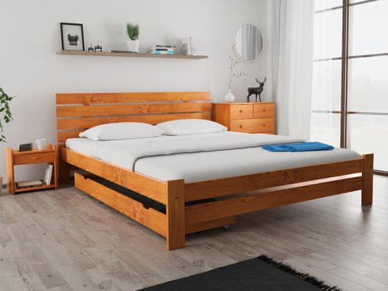 Ljubki dom Postelja PARIS povišana 180 x 200 cm jelša Posteljno dno: Letveno posteljno dno, Vzmetnica: Brez vzmetnice