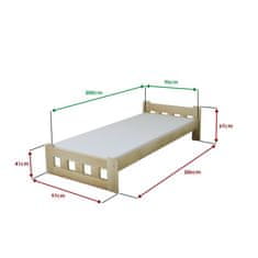 Ljubki dom Postelja Naomi povišana 90 x 200 cm bor Posteljno dno: Brez posteljnega dna, Vzmetnica: Vzmetnica Somnia 17 cm