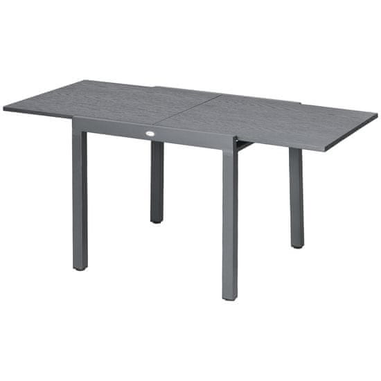 OUTSUNNY Sončna Vrtna Miza, Raztegljiva Balkonska Miza Za 6 Oseb, Jedilna Miza 80/160 X 80 Cm Z Videzom Lesa, Dvoriščna Miza Za Vrt, Jeklo, Temno Siva
