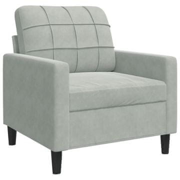 Vidaxl Fotelj svetlo siv 60 cm žamet