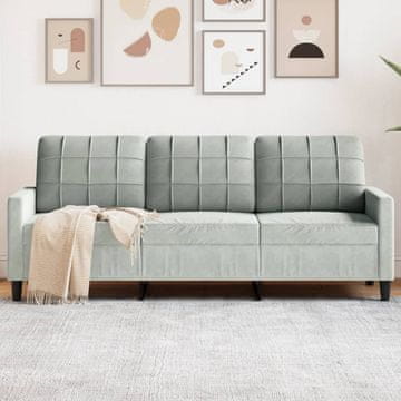 Vidaxl vidaXL Trosed svetlo siv 180 cm oblazinjen z žametom