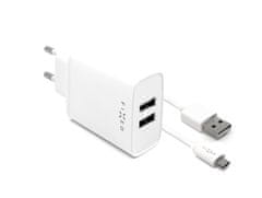 Ewent FIXED SFIXC15-2UM-WH 2xUSB USB/micro USB Kabel, 1 meter White, hišni polnilec