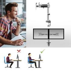 ACT AC8336 Office 17"-32" srebrna roka za 2 monitorja